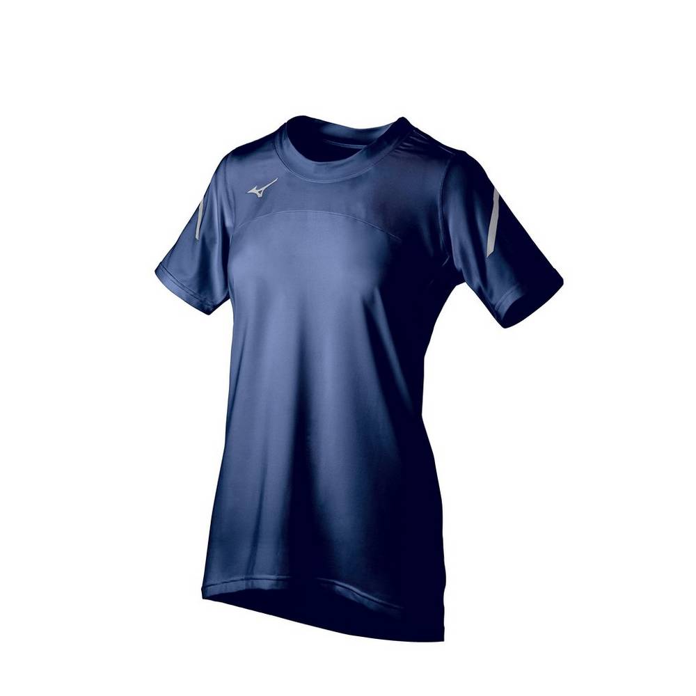 Camisas Mizuno Techno VII Short Sleeve - Mulher - Azul Marinho - JCZAU9463